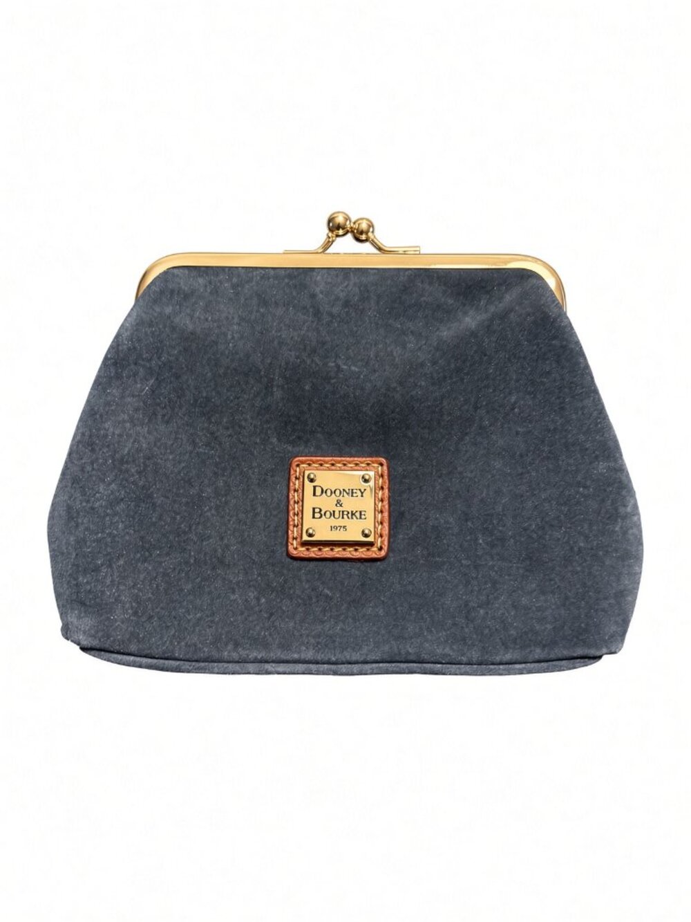 Dooney & Bourke Navy Suede Kiss Lock Coin Purse Large Frame 1975